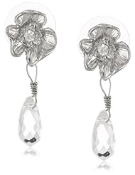 Betsey Johnson "Crystal Rhodium" Flower and Teardrop Earrings