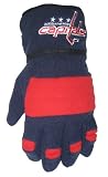 Washington Capitals Youth NHL Stick Hands Polar Fleece Gloves, Navy/Red