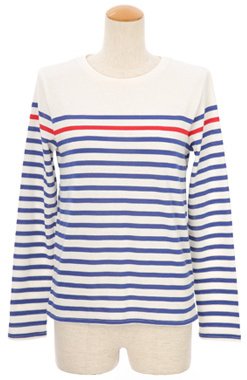 (Clack) レディース Ｔシャツ / マリン パネルボーダー カットソー 長袖 ロンＴ ネイビー S M L LL FREE