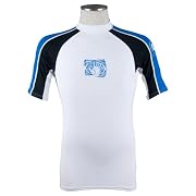 Body Glove Mens 540 Short Sleeved 8oz Lycra Rash Guard Vest - White/Black/Royal Blue