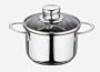Edelstahl Induktion-Kochtopf inkl. Sch�ttrand mit Glasdeckel inkl. Dampfloch � 14 x 8 cm Topf Kasserolle 1,2 Liter