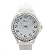 White and Silver Silicone Gel Ceramic Style Band Crystal Bezel Watch