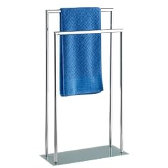 Wenko 17775100 Handtuch- und Kleiderst�nder Style - stufenf�rmig, 2 Stangen, Glasfu�, Chrom, 46 x 82 x 20 cm