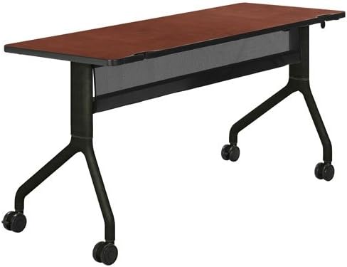 Safco Modern Home Office Rumba 60" x 24" Rectangle Table Cherry Top, Black Base