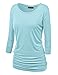 Mirity Womens 3/4 Sleeve Boat Neck Cute Solid Shirring Dolman Drape Tops