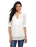 Chaus Women's 3/4 Sleeve Lace Split Neck Top