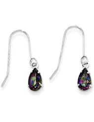 MadiK® 14k White Gold 8 x 5mm Pear Shape Mystic Fire Topaz Earrings