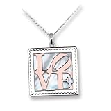 Rose Gold-plated Sterling Silver Postage Stamp Love Necklace - 16 Inch - JewelryWeb