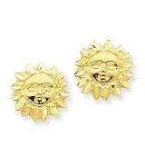 14k Gold Polished & Diamond-Cut Satin Sun Post Earrings