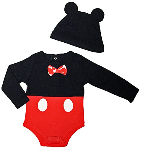 Disney Mickey Mouse Baby Boys Creeper Bodysuit with Cap