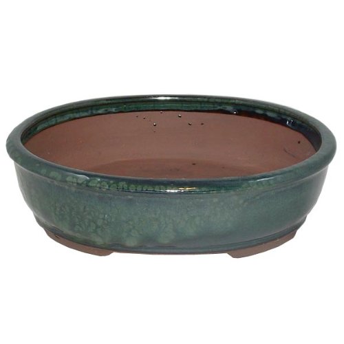 26cm Green Glazed Bonsai Pot