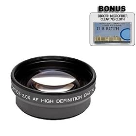 2x Digital Telephoto Professional Series Lens + DB ROTH Micro Fiber Cloth For The Nikon D3 D40 D40X D50 D60 D70 D80 D90 D100 D200 D300 D700 Digital SLR Cameras Which Have Any Of These (18-55mm 55-200mm 50mm) Nikon Lenses