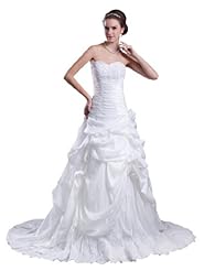 A-line Sweetheart Taffeta Lace-Up Wedding Dress  with a Chapel Train 