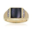 Black Onyx & Diamond Man Ring in Brushed 14K Yellow Gold Size 10