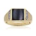 Black Onyx & Diamond Man Ring in Brushed 14K Yellow Gold Size 10
