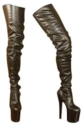 EROGANCE Leder Optik Plateau High Heels Crotch Overknee Stiefel A3526L / EU 36