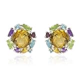 Sterling Silver Round-Shaped Citrine Earrings