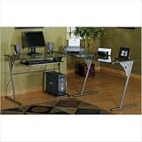 Studio RTA LS 1000 L-Shape Glass Computer Desk in Champagne