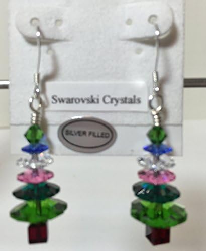 Christmas Tree Earrings Swarovski Crystals Multi Color