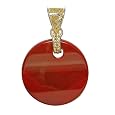 Sterling Silver Carnelian Disk Pendant with 22K Vermeil Beadwork By Sajen