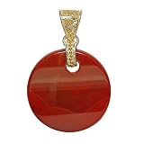Sterling Silver Carnelian Disk Pendant with 22K Vermeil Beadwork By Sajen