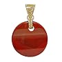 Sterling Silver Carnelian Disk Pendant with 22K Vermeil Beadwork By Sajen
