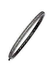 Sterling Silver Black Plated With Cz Hinged Bangle