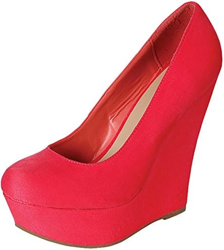 Fast Fashion Shoes Women's Platform Closed Toe Wedge Slip On Shoes,8.5 B(M) US,Grapefruit