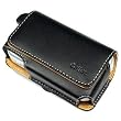 Universal Horizontal Large Eva Pouch Leather Case with Clip - Black for Audiovox 6600, 6700, Palm Treo 600, 650, 700w, 700p, 700wx, 680, 750, 755p,htc 8125, 8525, 8925, Mda, Wing, 6800, Samsung I730, I830, I760, Blackberry 8800, 8820, 8830, 8300, 8310, 83
