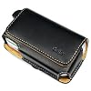Universal Horizontal Large Eva Pouch Leather Case with Clip - Black for Audiovox 6600, 6700, Palm Treo 600, 650, 700w, 700p, 700wx, 680, 750, 755p,htc 8125, 8525, 8925, Mda, Wing, 6800, Samsung I730, I830, I760, Blackberry 8800, 8820, 8830, 8300, 8310, 83