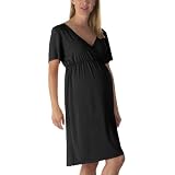 Eve Alexander Womens Short-Sleeve Nursing Nightgown - Black
