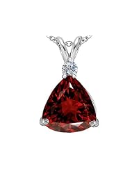 Original Star K (tm) Large 12mm Trillion Cut Simulated Garnet Pendant in 925 Sterling Silver