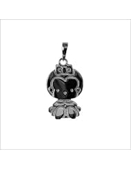 14k White Gold, Girl Pendant Charm 12mm Wide
