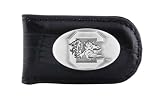 NCAA South Carolina Fighting Gamecocks Black Crocodile Leather Magnet Concho Money Clip, One Size