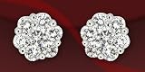 14K White Gold Diamond Cluster Earrings - 1.90 Ct.