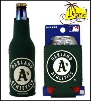 SET OF 2 OAKLAND ATHLETICS CAN & BOTTLE KOOZIE COOLER