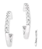 Platinum Plated Sterling Silver C.Z. Diamond Large Hoop Earrings (Holiday Special)