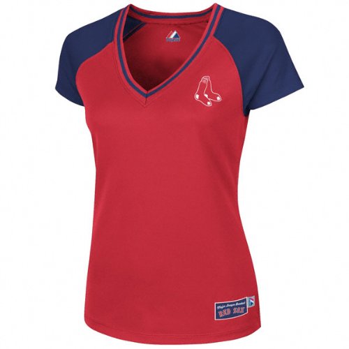 Boston Red Sox Women's In The Dust V-Neck Jersey Fashion Top
