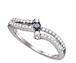 Genuine 1/3 CTW. Blue and White Diamonds 925 Sterling Silver Promise / Engagement Ring " Size 7 "