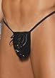 Mens Leather Lace Up Pouch (Black;Men's One Size)