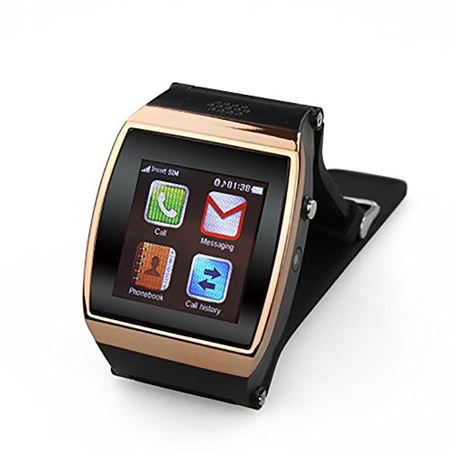Malvolts Hi-Watch Wrist Mobile Phone GSM Bluetooth Smart Watch For Android Smartphone Samsung Galaxy S5 S4 S3 Note 4 3 2, All Sony Devices, All HTC Models, Bluetooth connection (Gold)