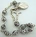 Oxidized Silver 6MM Rosebud Prayer Bead 7 3/4-inch Miraculous Rosary Bracelet