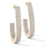 14K Rose, White or Yellow Gold 2.00ct Diamond J Hoop Earrings