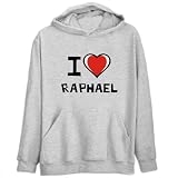 I Love Raphael Male Names Mens Hoodie (Heather Gray, Sizes X-Small - XXX-Large)