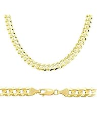 Solid 14k Yellow Gold Cuban Curb Chain Necklace 7.1mm 22"
