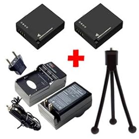 Kapaxen Pro Two High Capacity (1000mAh) DMW-BLE9 Battery Packs + Charger Kit + Bonus Mini Tripod for Panasonic Lumix DMC-GF5 DMC-GF3 DMC-GF3K DMC-S6 DMC-S6K Digital Cameras