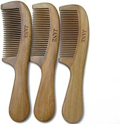 Hair Combs Natural Green Sandal Wood Comb Handle Comb (Fine-tooth #1)
