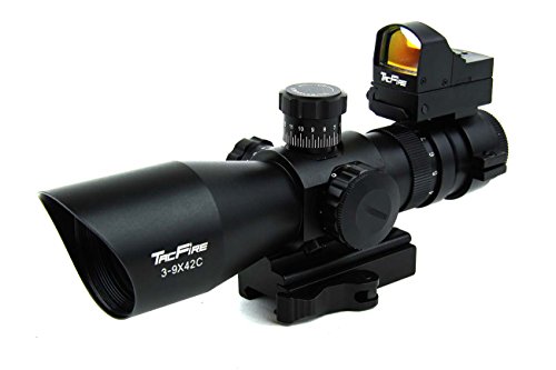 TacFire 3-9x42 illuminated Sniper Reticle Tactical Rifle Scope With Adaptor Mount and Mini Red Dot Sight
