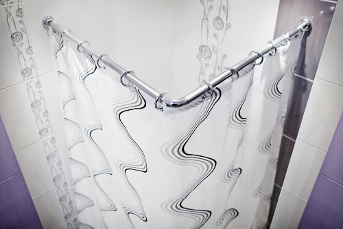 ALU WINKELSTANGE DUSCHVORHANGSTANGE UNIVERSALSTANGE SILBER GLÄNZEND 3er