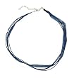 Necklace Cord For Pendants - D15 - 5-Strand Organza and Cord Mixed ~ 17" + 2" Extension Chain ~ Silver Plated Ends ~ Navy